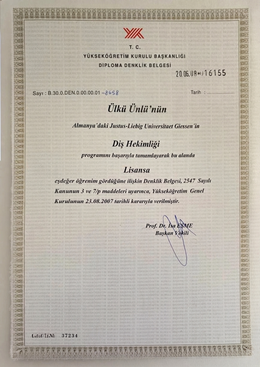 Diploma Denklik Belgesi – YÖK
